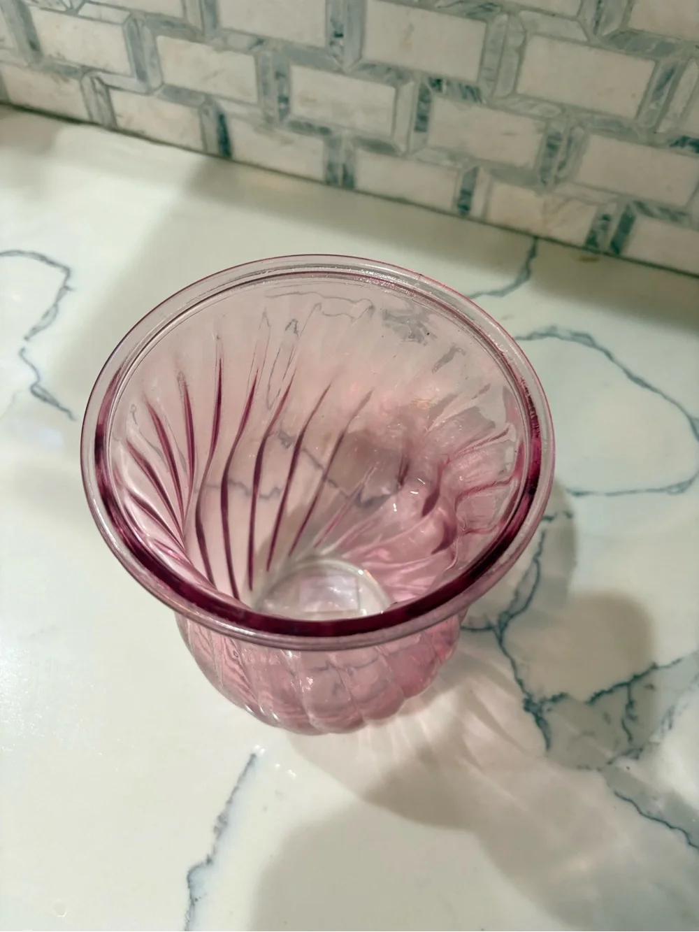 Pink Decorative Swirled Glass Vase - Unbranded